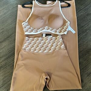 Victoria's Secret Tan and White Activewear Set NWT